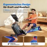 MERACH Rudergerät für Zuhause, Leise Magnetische Rudergeräte, Verbesserte und Erweiterte 130cm-Schienen Sorgen für Freiere Bewegung, Ausgestattet mit Exklusiver App (R15B2)