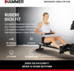 HAMMER Rudergerät Cobra XTR Plus II – Klappbare Rudermaschine mit innovativem Trainingscomputer, Rudergerät für zuhause bis 130kg, 20 Trainingsprogramme mit 4 Herzfrequenz-Programme