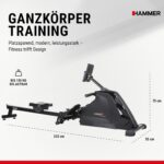 HAMMER Rudergerät Cobra XTR Plus II – Klappbare Rudermaschine mit innovativem Trainingscomputer, Rudergerät für zuhause bis 130kg, 20 Trainingsprogramme mit 4 Herzfrequenz-Programme