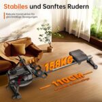 YAMO Rudergerät für Zuhause, 16L Wassertank Rudergerät mit 6-Fach Verstellbarer Widerstand, extra breiter Sitz bis 158 kg belastbar, Bluetooth Wird unterstützt, mit Tablet-Halter