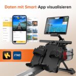 YAMO Rudergerät für Zuhause, 16L Wassertank Rudergerät mit 6-Fach Verstellbarer Widerstand, extra breiter Sitz bis 158 kg belastbar, Bluetooth Wird unterstützt, mit Tablet-Halter