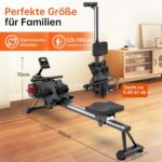 YAMO Rudergerät für Zuhause, 16L Wassertank Rudergerät mit 6-Fach Verstellbarer Widerstand, extra breiter Sitz bis 158 kg belastbar, Bluetooth Wird unterstützt, mit Tablet-Halter